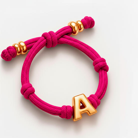  Pulseira Letter Charm - Pink