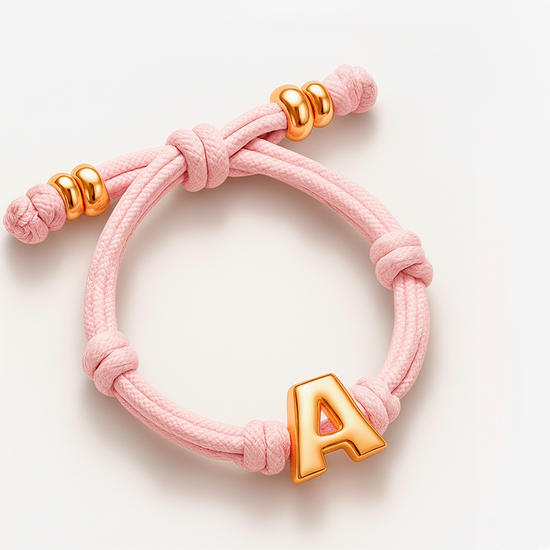  Pulseira Letter Charm- Rosa Claro