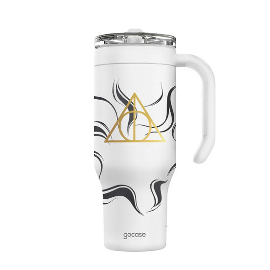 Copo Térmico Life + Ebook -  Harry Potter - Relíquias Minimalista Preta