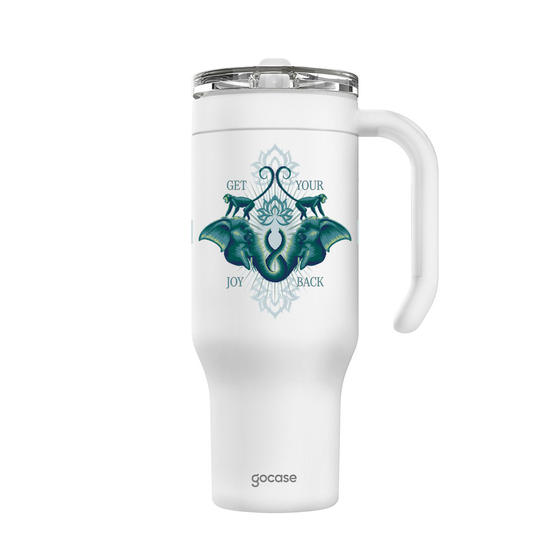 Copo Térmico Life + Ebook -  The White Lotus - Animais e Arabescos