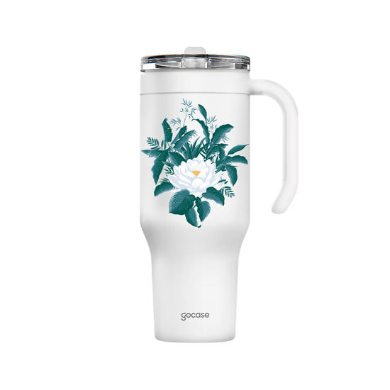 Copo Térmico Life + Ebook -  The White Lotus - Flor de Lotus