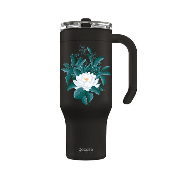 Copo Térmico Life + Ebook -  The White Lotus - Flor de Lotus