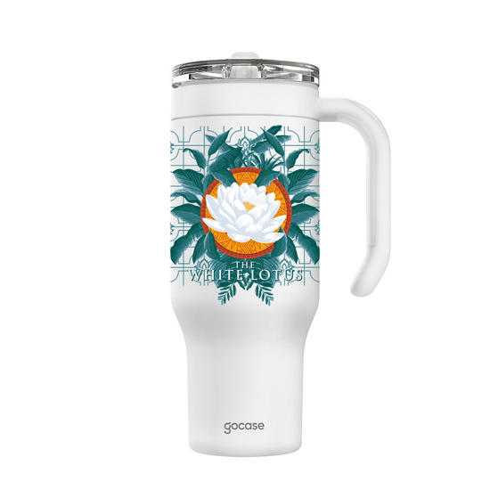 Copo Térmico Life + Ebook -  The White Lotus - Lotus Pattern