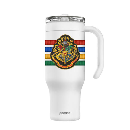 Copo Térmico Life + Ebook -  Harry Potter - Brasão de Hogwarts