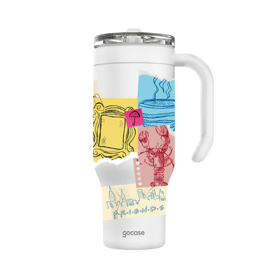 Copo Térmico Life + Ebook -  Friends - Paper Collage