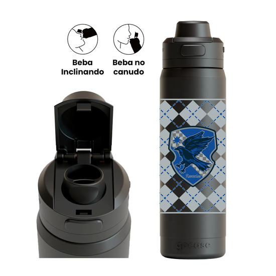 Garrafa Térmica Flip Pro + Ebook -  Harry Potter - Corvinal Xadrez