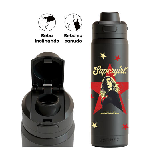 Garrafa Térmica Flip Pro + Ebook - Super Girl - Estrela