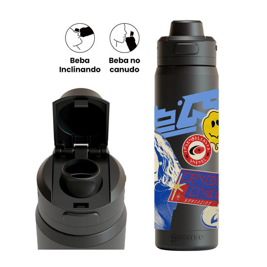 Garrafa Térmica Flip Pro - Super Girl - Colagem Kara