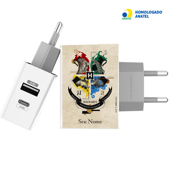 Carregador Turbo Power 18W Gocase - Iphone / Android -  Vintage Hogwarts Houses 