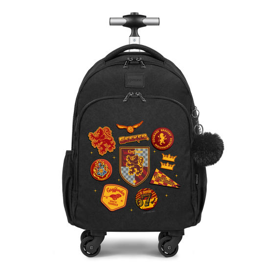  Mochila de Carrinho 4 Rodas Fun - Harry Potter - Grifinória Patches