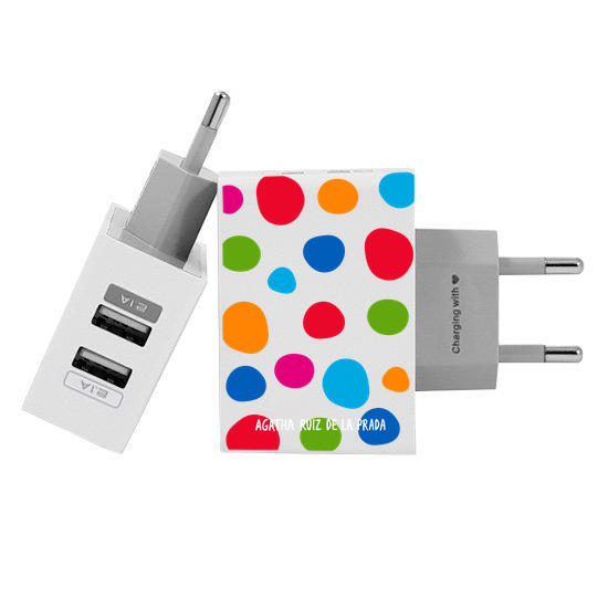Customized Dual Usb Wall Charger for iPhone and Android - Happy Bubbles  (EU plug compatible)