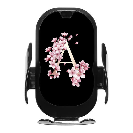 Car Phone Holder Charger - Initials Cherry Classic Black