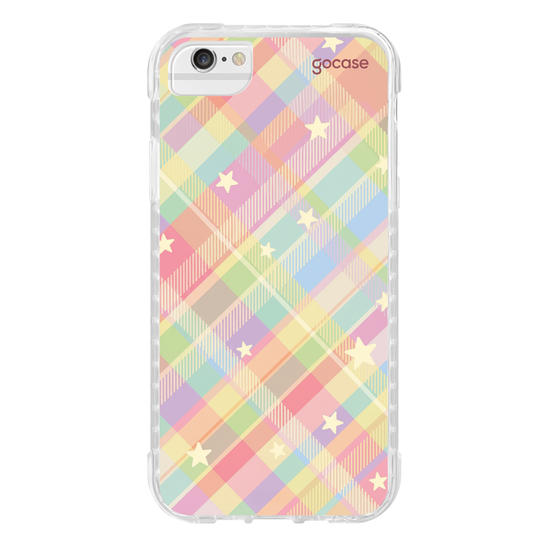 Capinha para celular  Xadrez Arco-íris com Estrelas