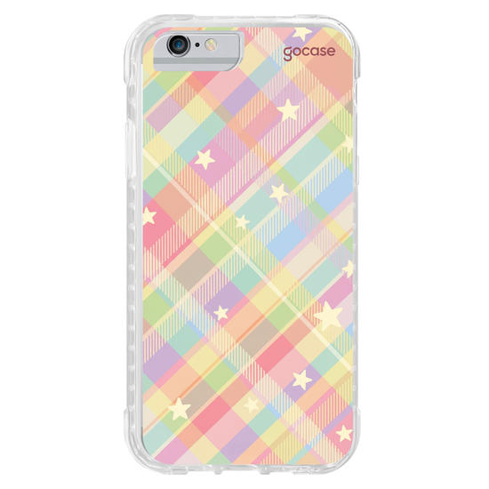 Capinha para celular  Xadrez Arco-íris com Estrelas