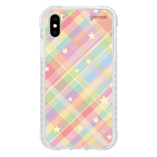 Capinha para celular  Xadrez Arco-íris com Estrelas
