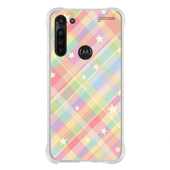 Capinha para celular  Xadrez Arco-íris com Estrelas
