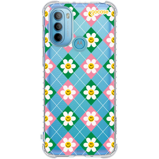 Capinha para celular  Smile Daisy Xadrez