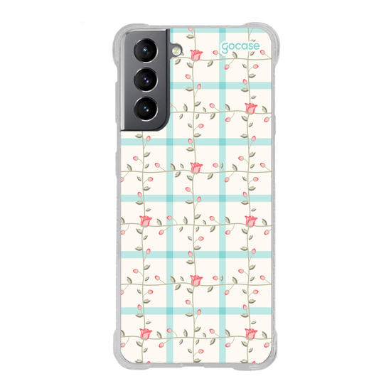 Capinha para celular  Xadrez Romântico Floral