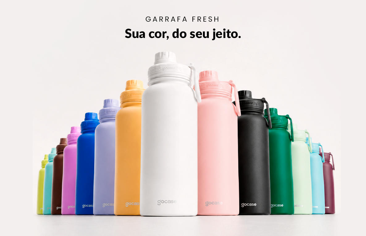 Garrafa Fresh disponível em diversas cores — sua cor, do seu jeito