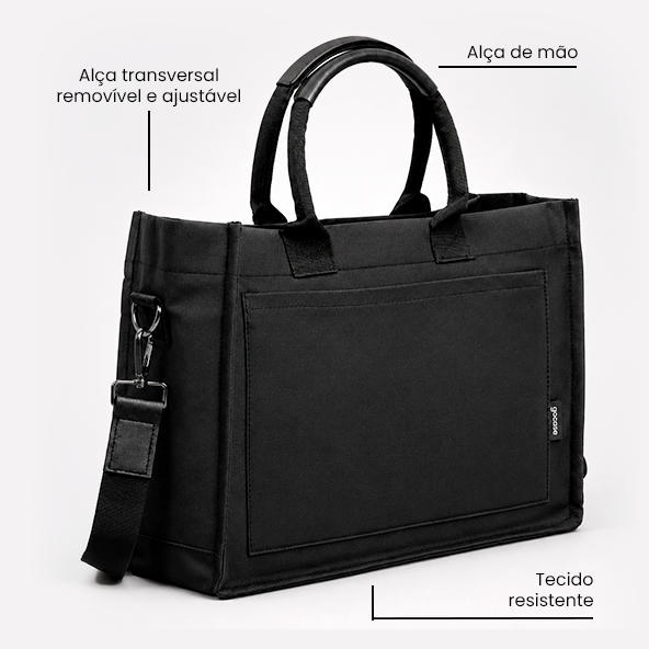 Tote Mini com alça transversal removível e ajustável, alça de mão e tecido resistente