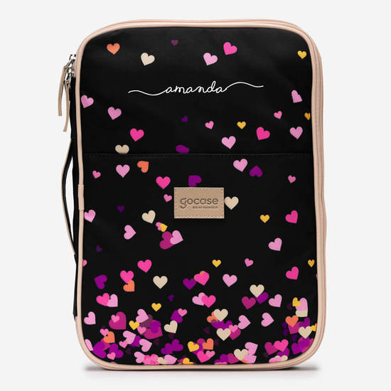 Case Clutch Laptop - Capa Para Notebook Job - Corações Flutuantes Black