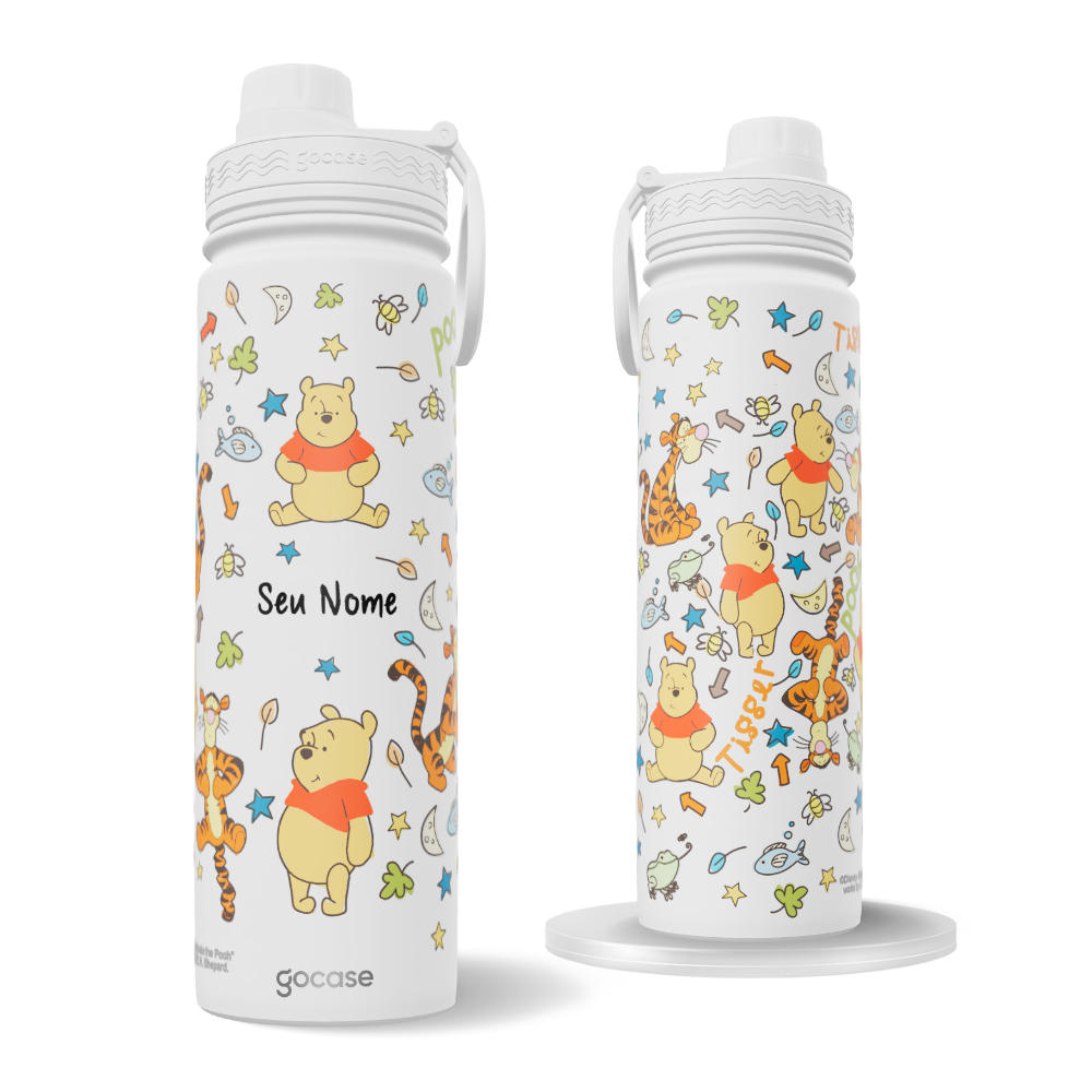 Garrafa Térmica Fresh + Ebook - Turma do Pooh Desenhos