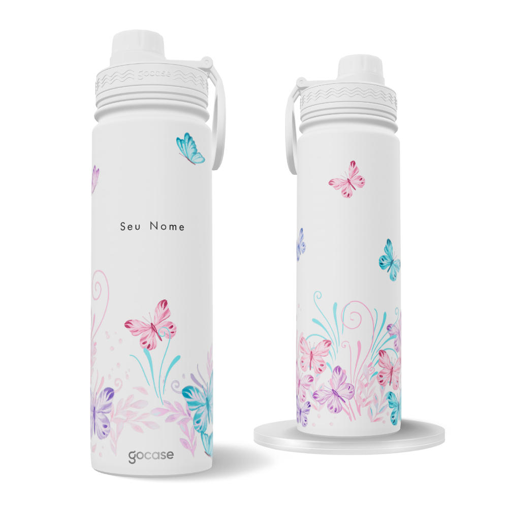 Garrafa Térmica Fresh + Ebook - Borboletas com Aquarela