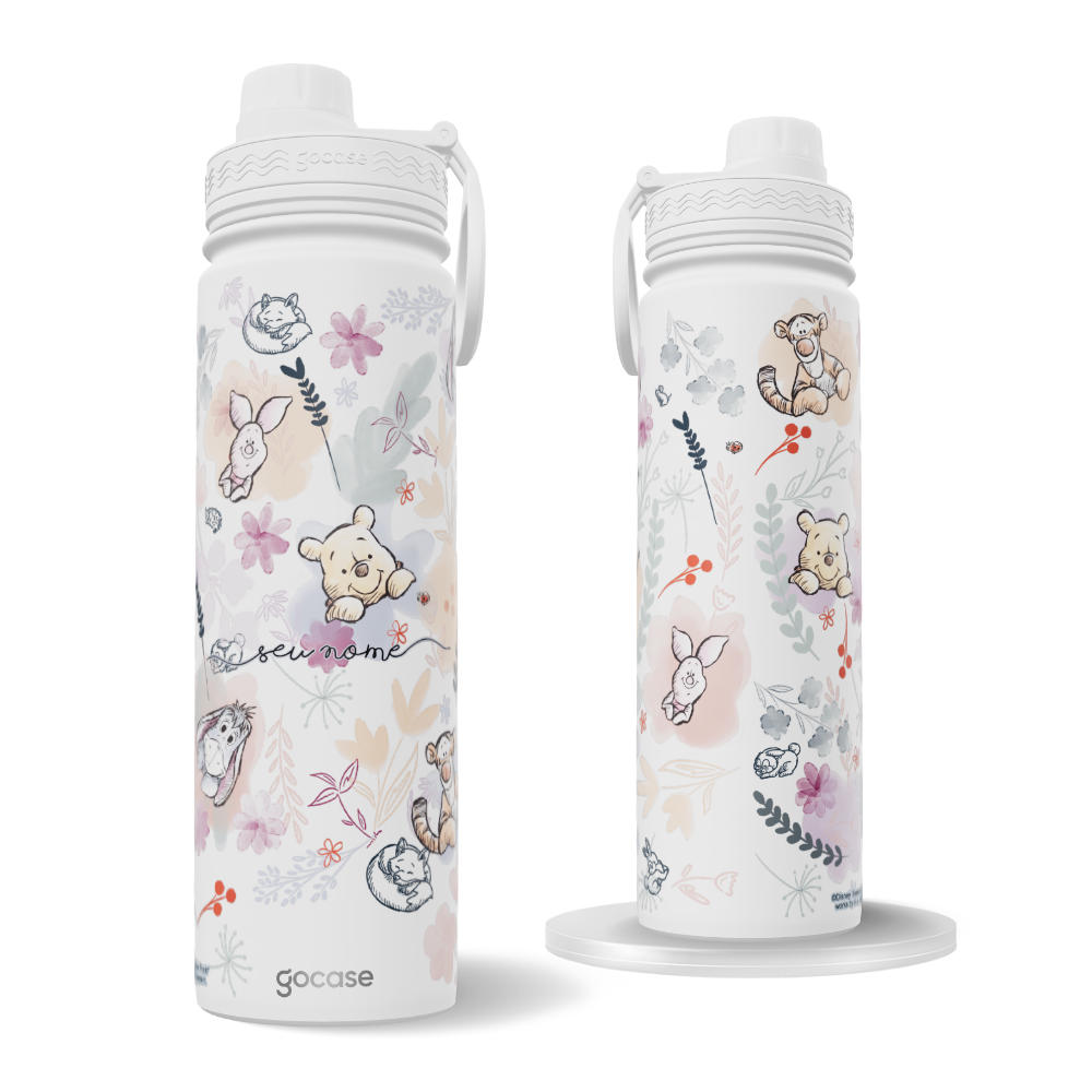 Garrafa Térmica Fresh + Ebook - Ursinho Pooh - Watercolor Nature