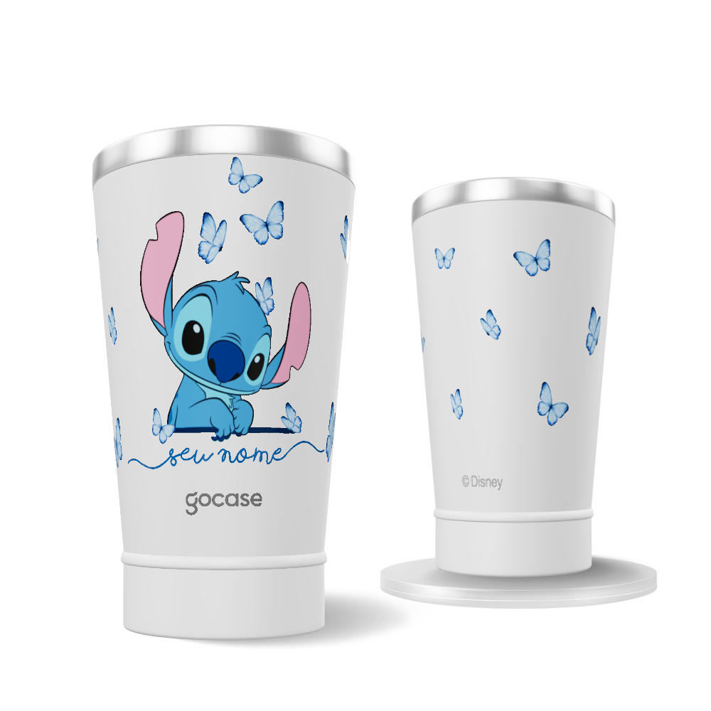 Copo Térmico + Ebook - Stitch Adoráveis Borboletas