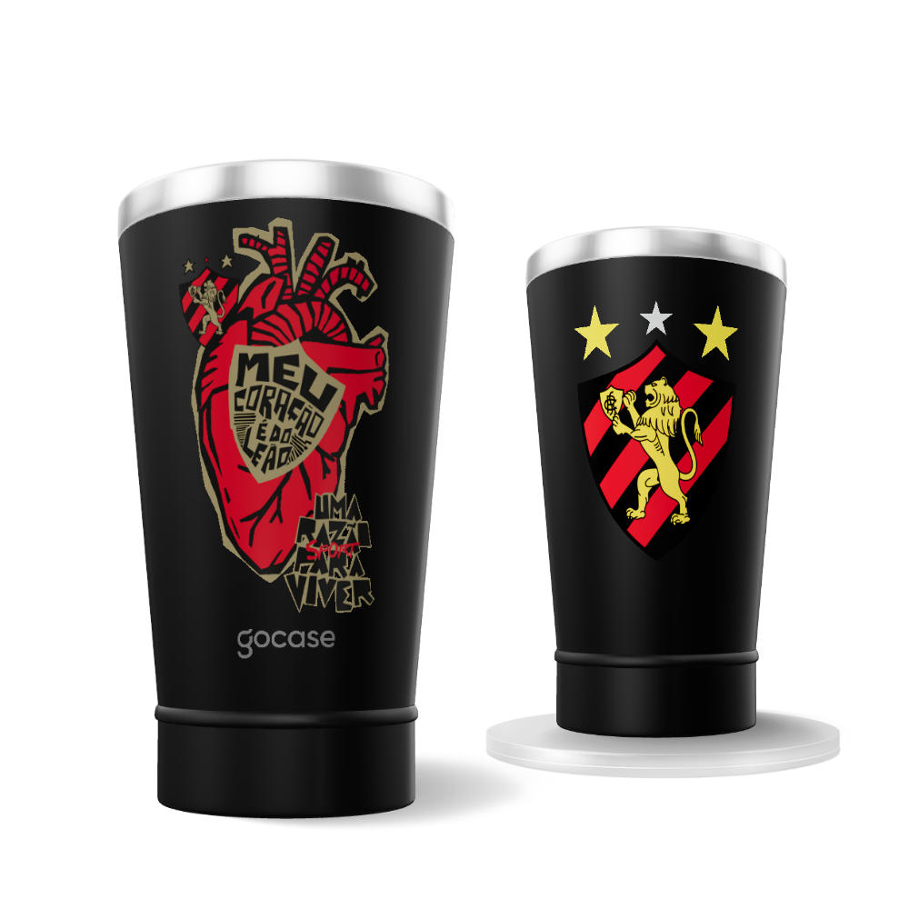 Copo Térmico Cerveja + Ebook - Sport - Meu Coração É do Leão