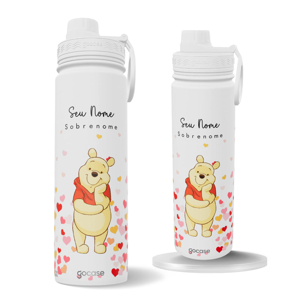 Garrafa Térmica Fresh + Ebook - Ursinho Pooh Corações Flutuantes