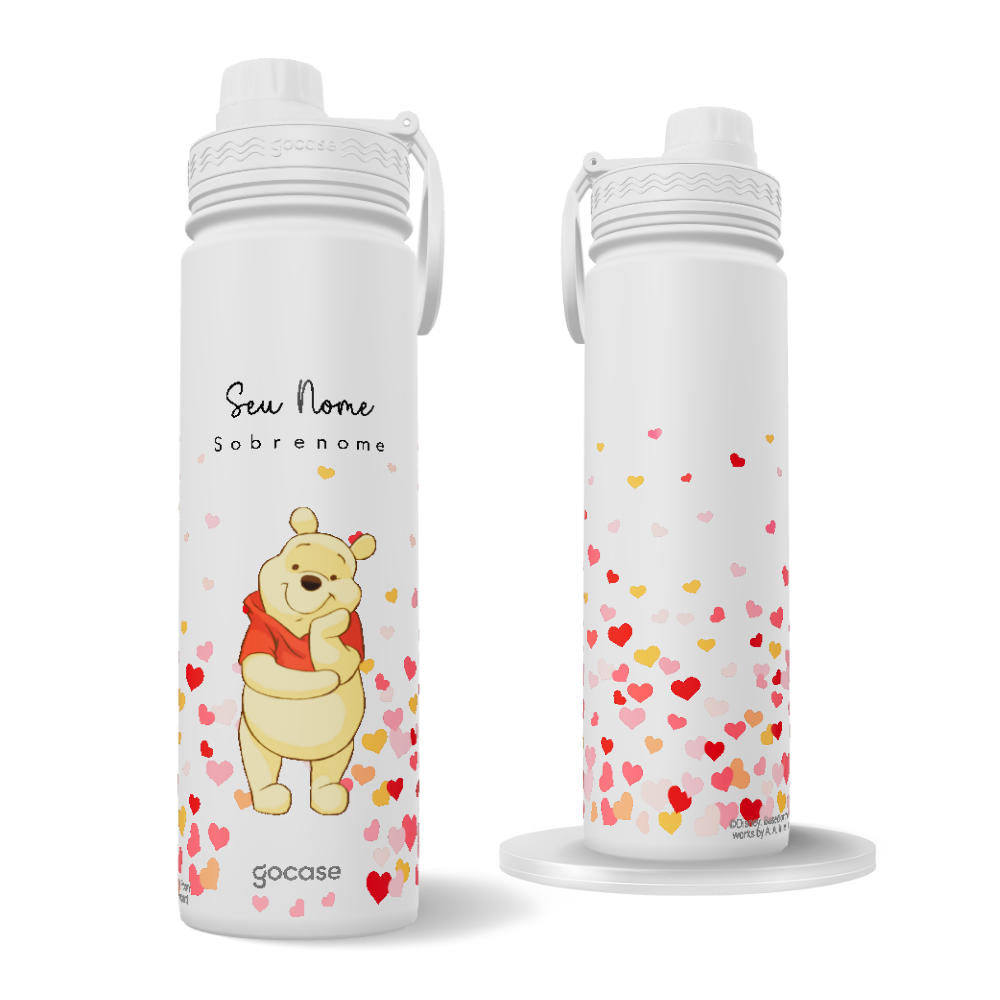 Garrafa Térmica Fresh + Ebook - Ursinho Pooh Corações Flutuantes