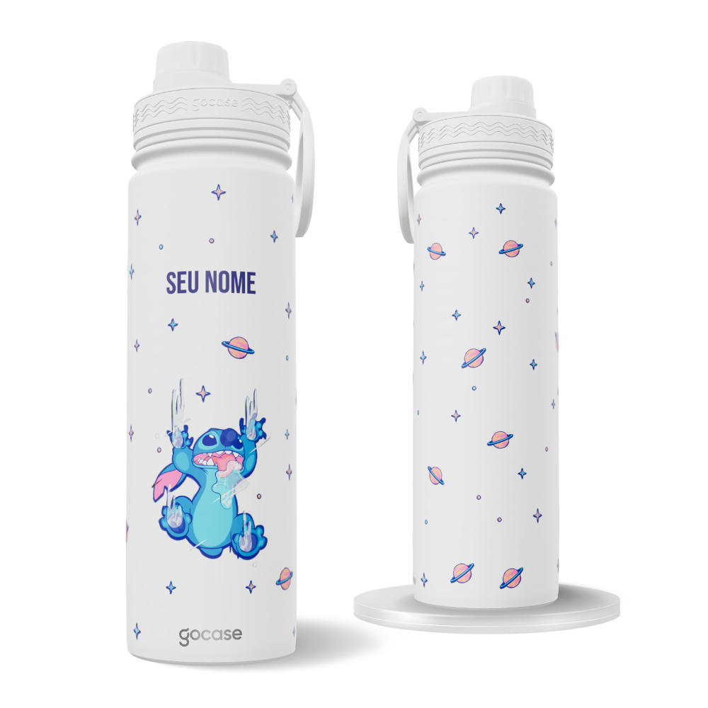 Garrafa Térmica Fresh + Ebook - Stitch Planetinhas