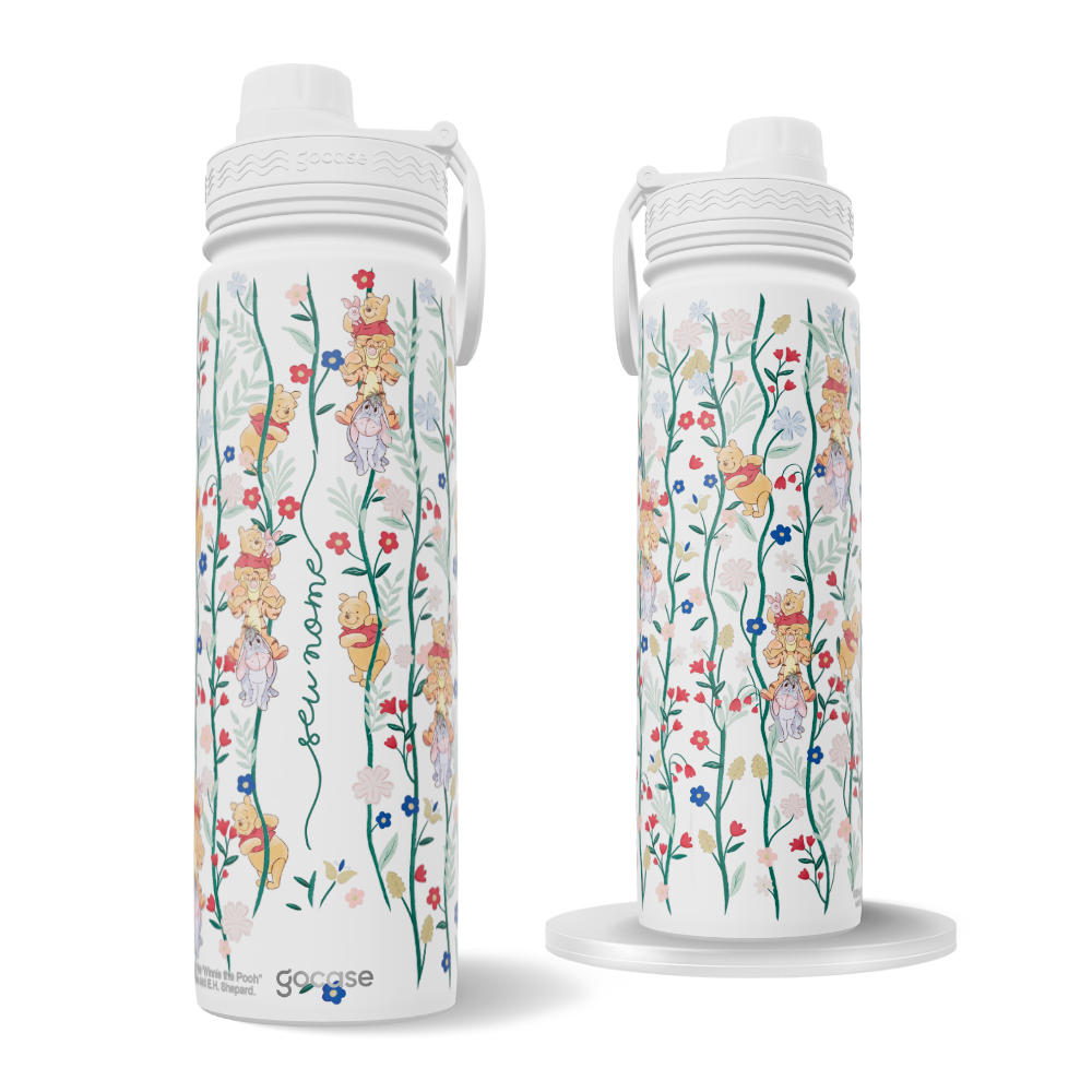 Garrafa Térmica Fresh + Ebook - Ursinho Pooh Ramos de Flores