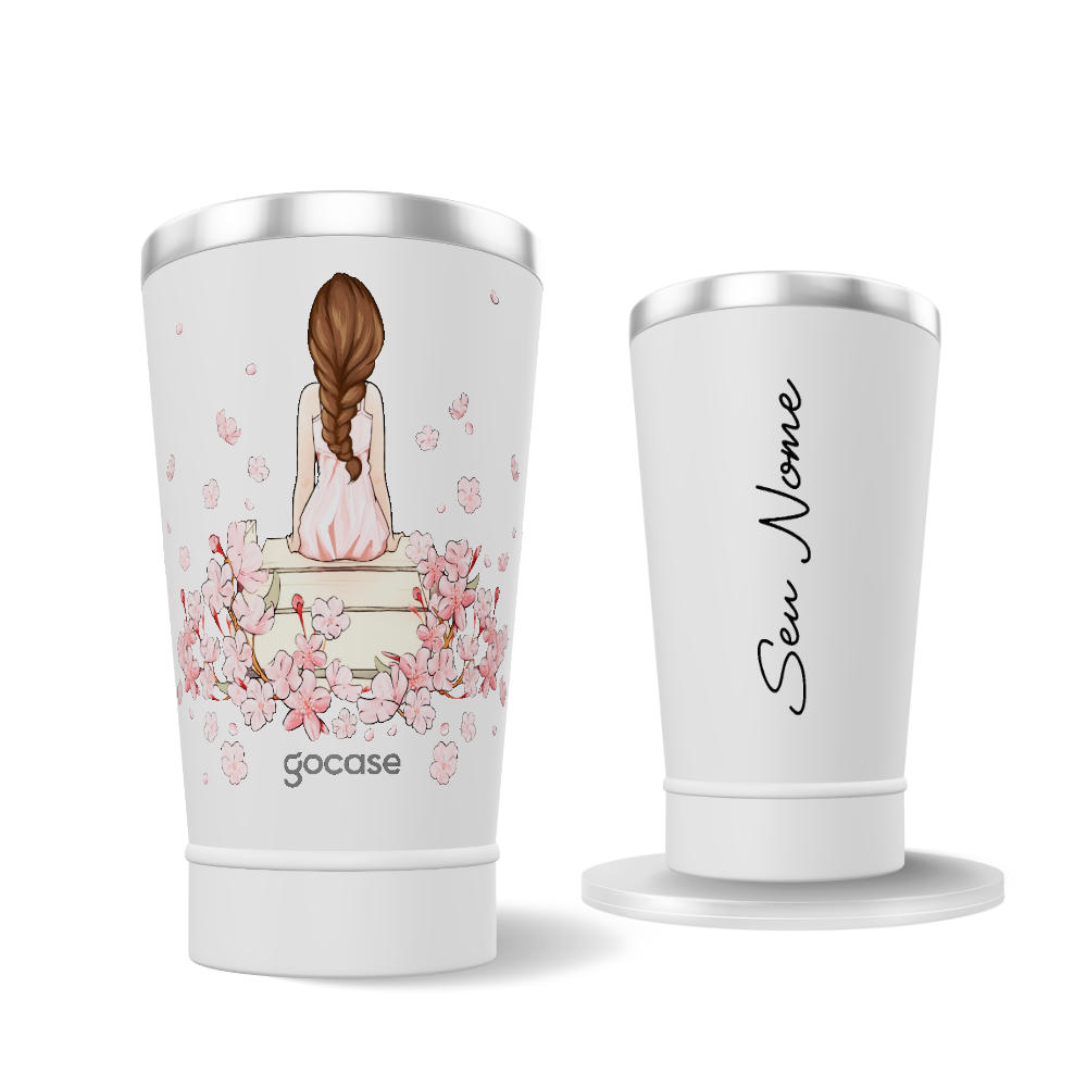 Copo Térmico + Ebook - Garota Classical Rose