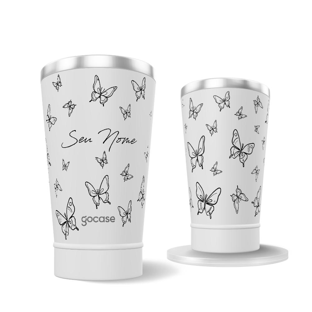 Copo Térmico + Ebook - Campo de Borboletas