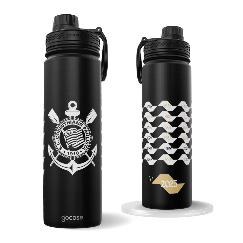  Garrafa Térmica Fresh + Ebook - Corinthians + Ebook - Campeão dos Campeões 2025