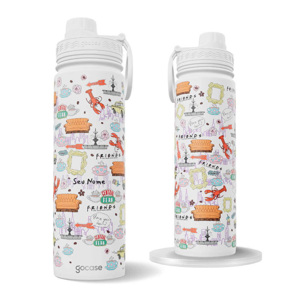 Garrafa Térmica Fresh + Ebook - Friends - Elementos Clássicos