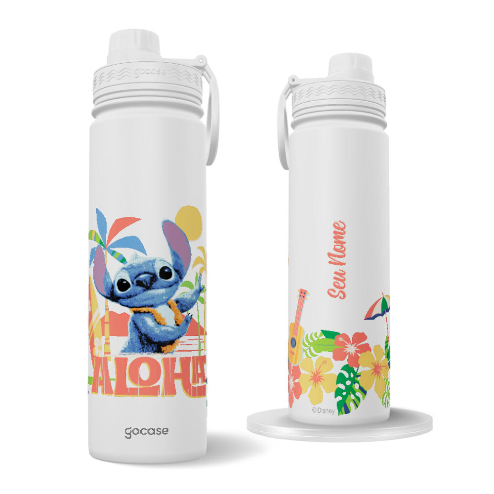 Garrafa Térmica Fresh + Ebook - Lilo e Stitch - Praia Havaiana