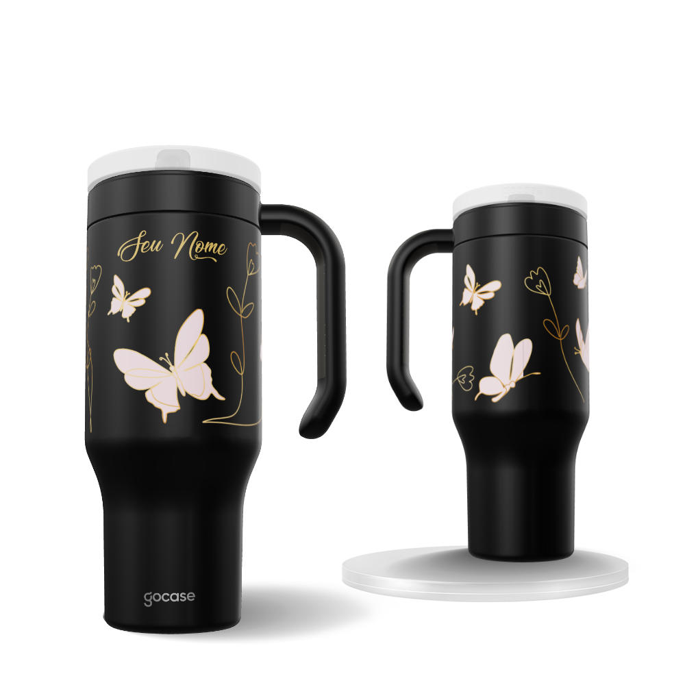 Copo Térmico Life + Ebook - Rose Butterfly Line Copo Térmico Life + Ebook - Rose Butterfly Line