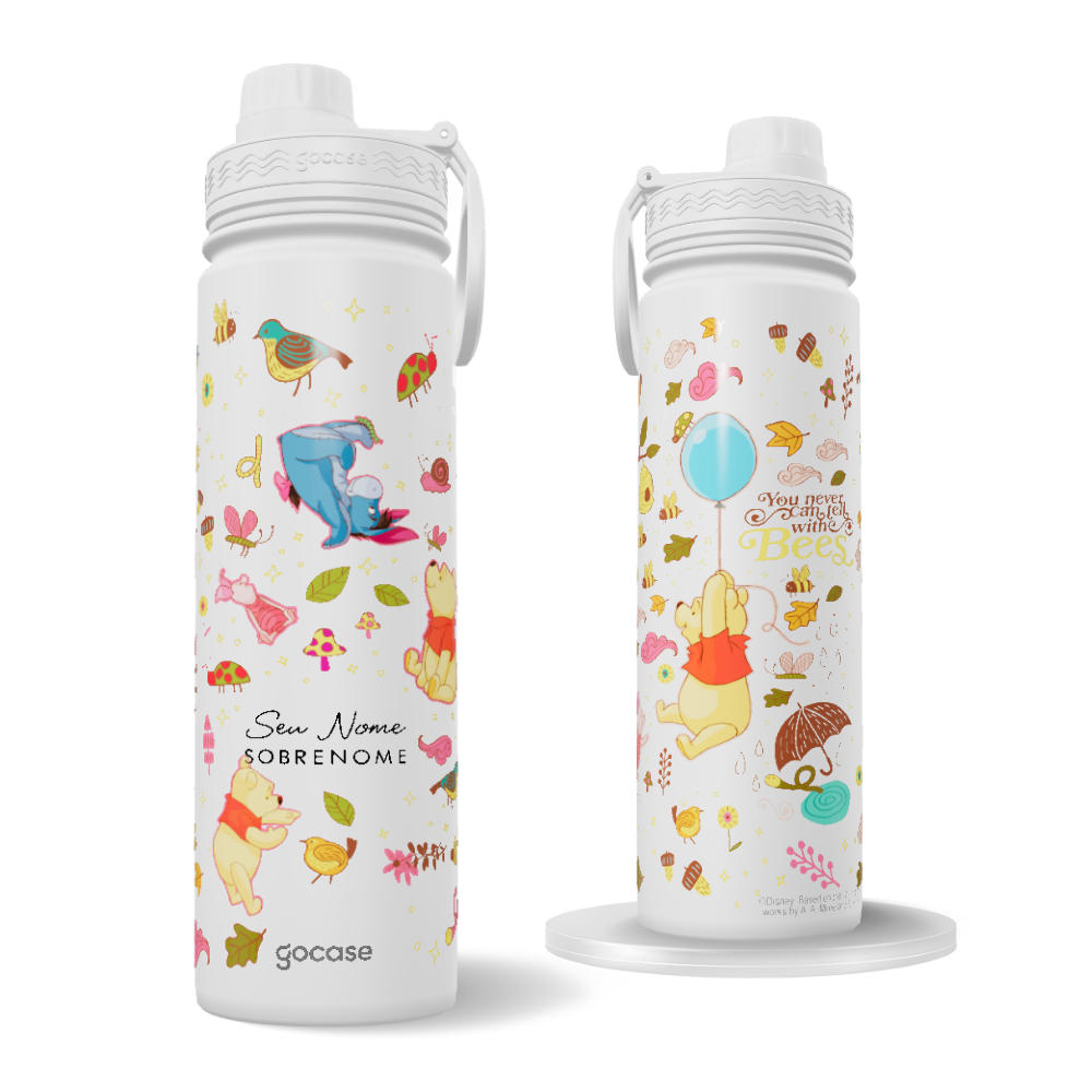 Garrafa Térmica Fresh + Ebook - Turma do Pooh Stickers
