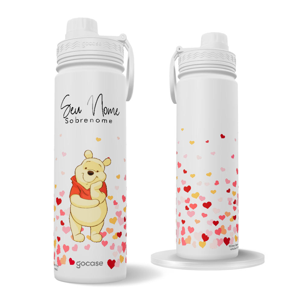 Garrafa Térmica Fresh + Ebook - Ursinho Pooh Corações Flutuantes
