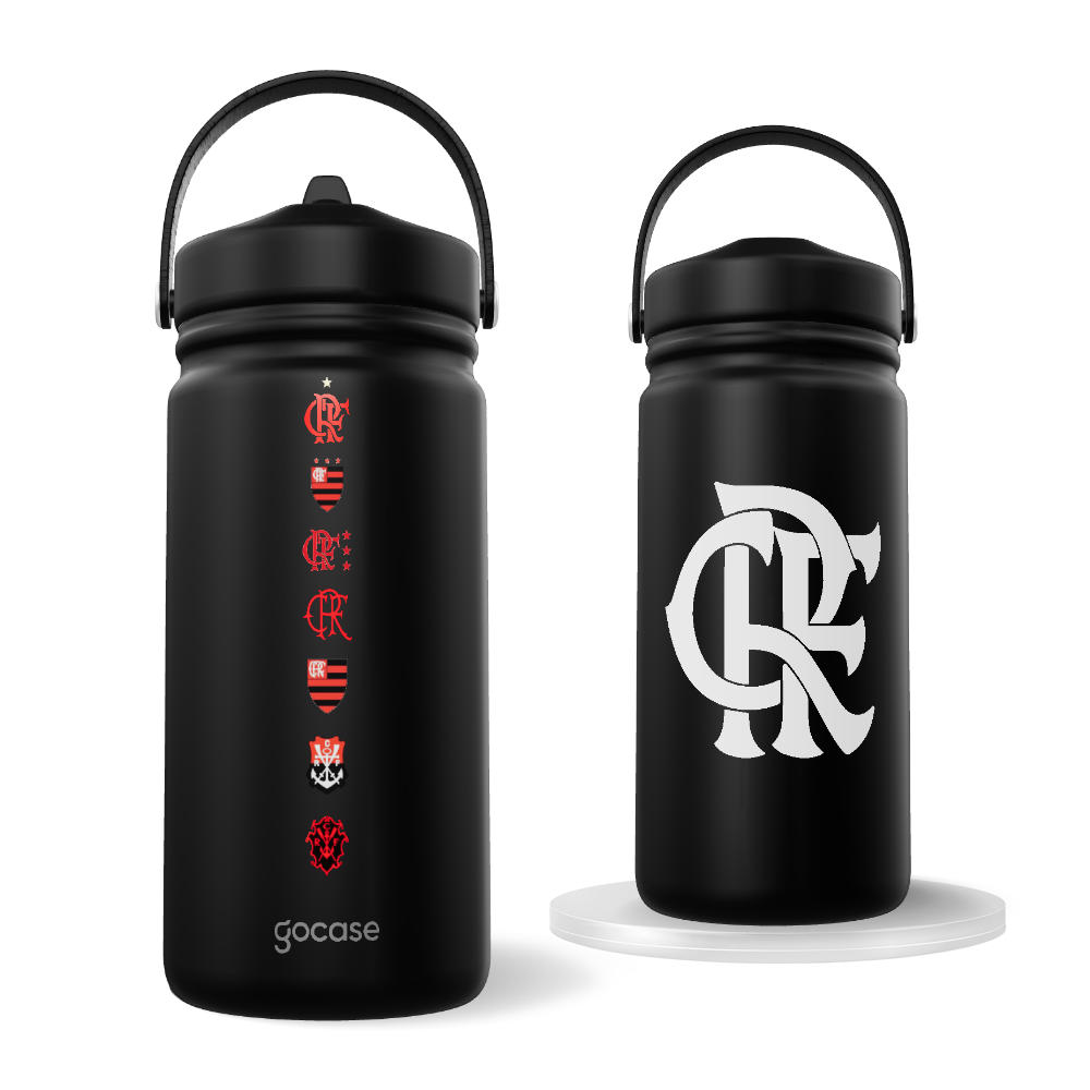 Garrafa Térmica Mini + Ebook - Flamengo - Escudos Vintage Garrafa Térmica Mini + Ebook - Flamengo - Escudos Vintage