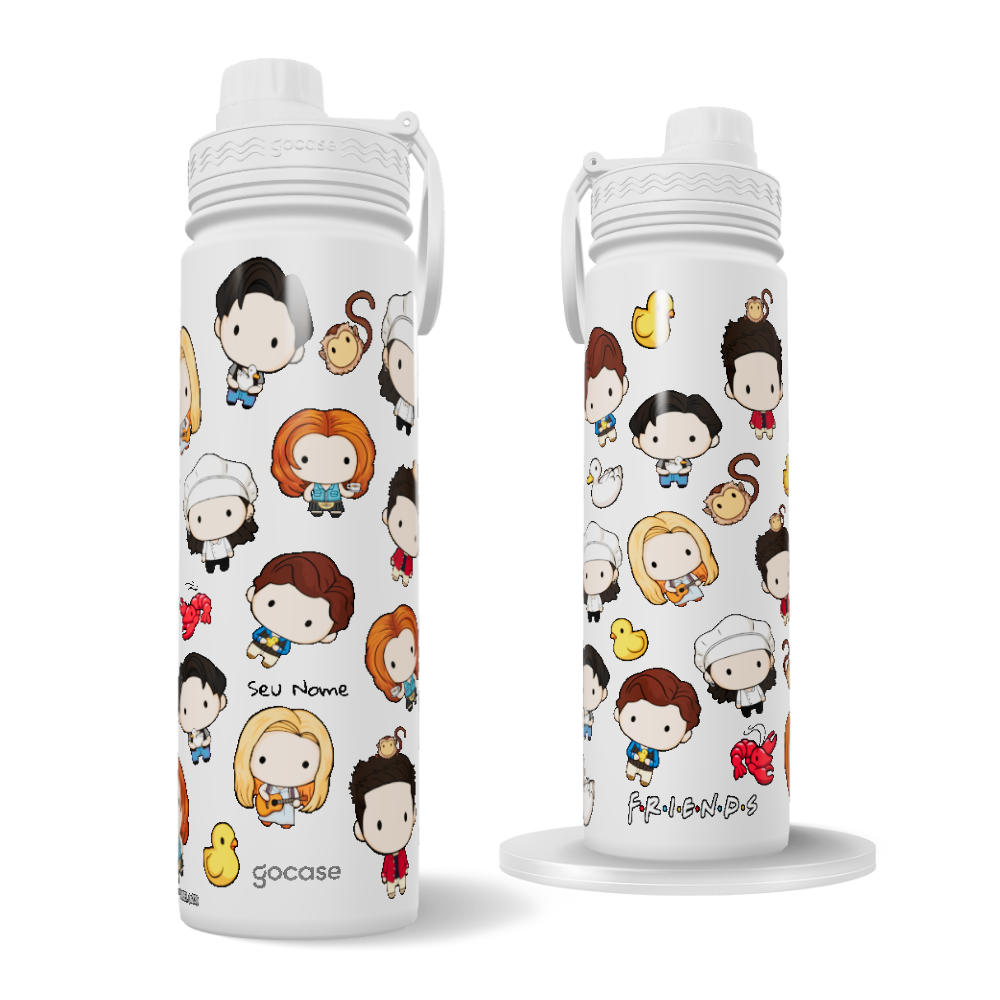 Garrafa Térmica Fresh + Ebook - Friends - Personagens Cute Pattern