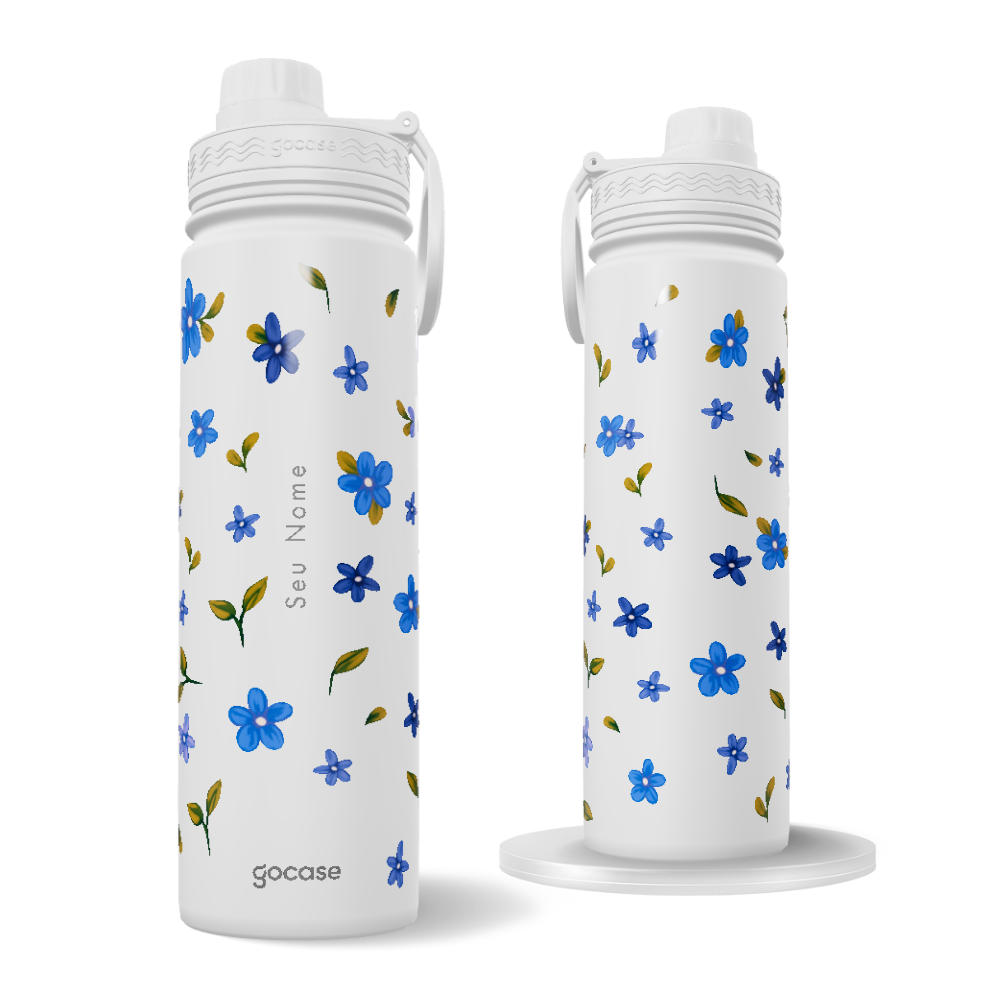 Garrafa Térmica Fresh + Ebook - Blue Flowers