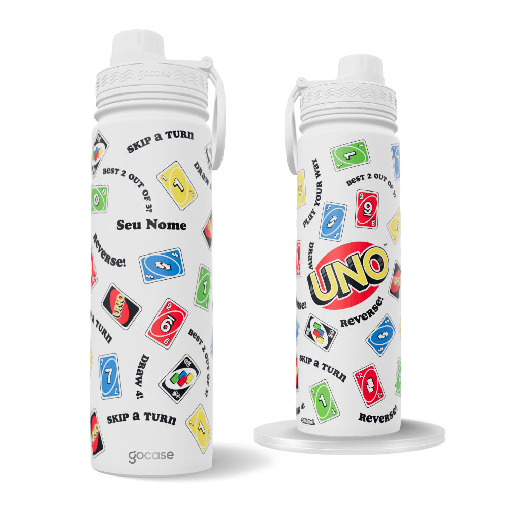 Garrafa Térmica Fresh + Ebook - UNO -  Pattern de Cartas