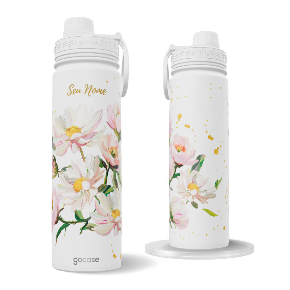 Garrafa Térmica Fresh + Ebook -  Floral Pintura à Óleo