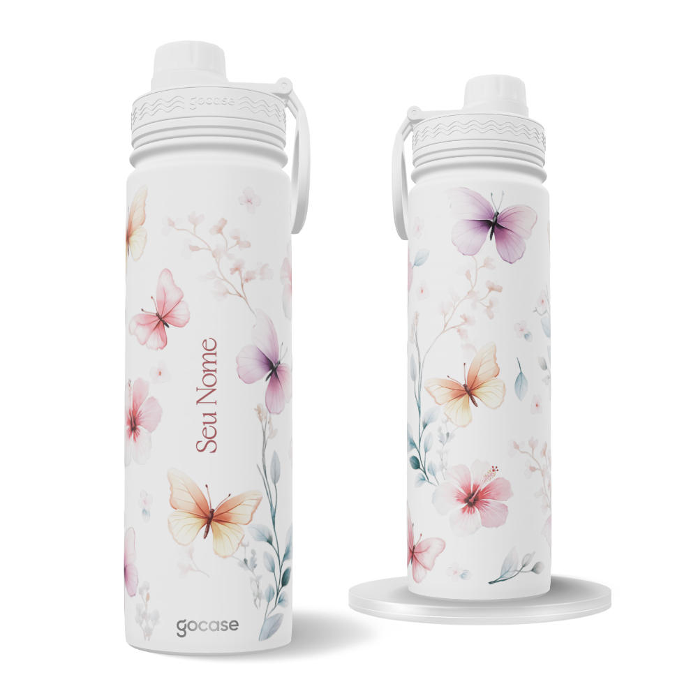 Garrafa Térmica Fresh + Ebook - Aquarela Brisa Floral