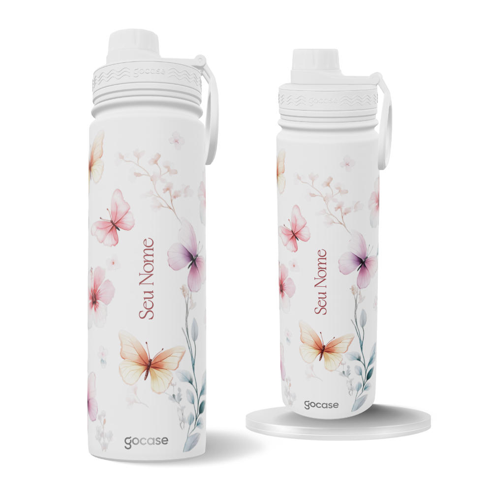 Garrafa Térmica Fresh + Ebook - Aquarela Brisa Floral