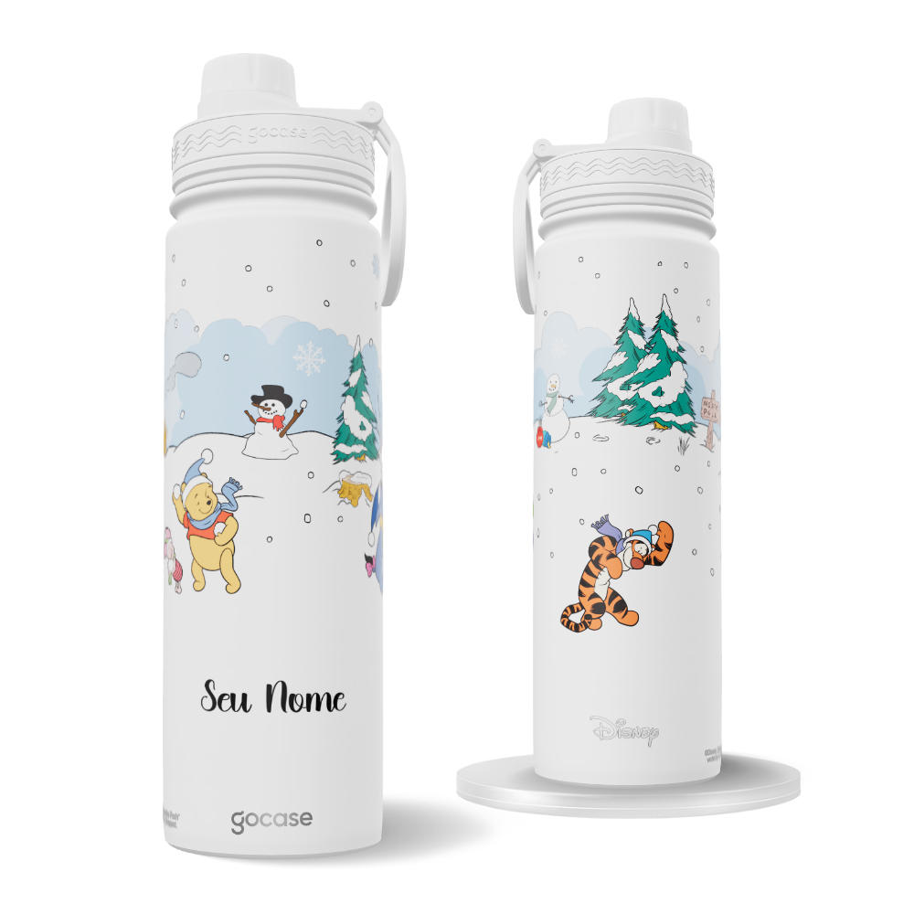 Garrafa Térmica Fresh + Ebook - Turma do Pooh na Neve